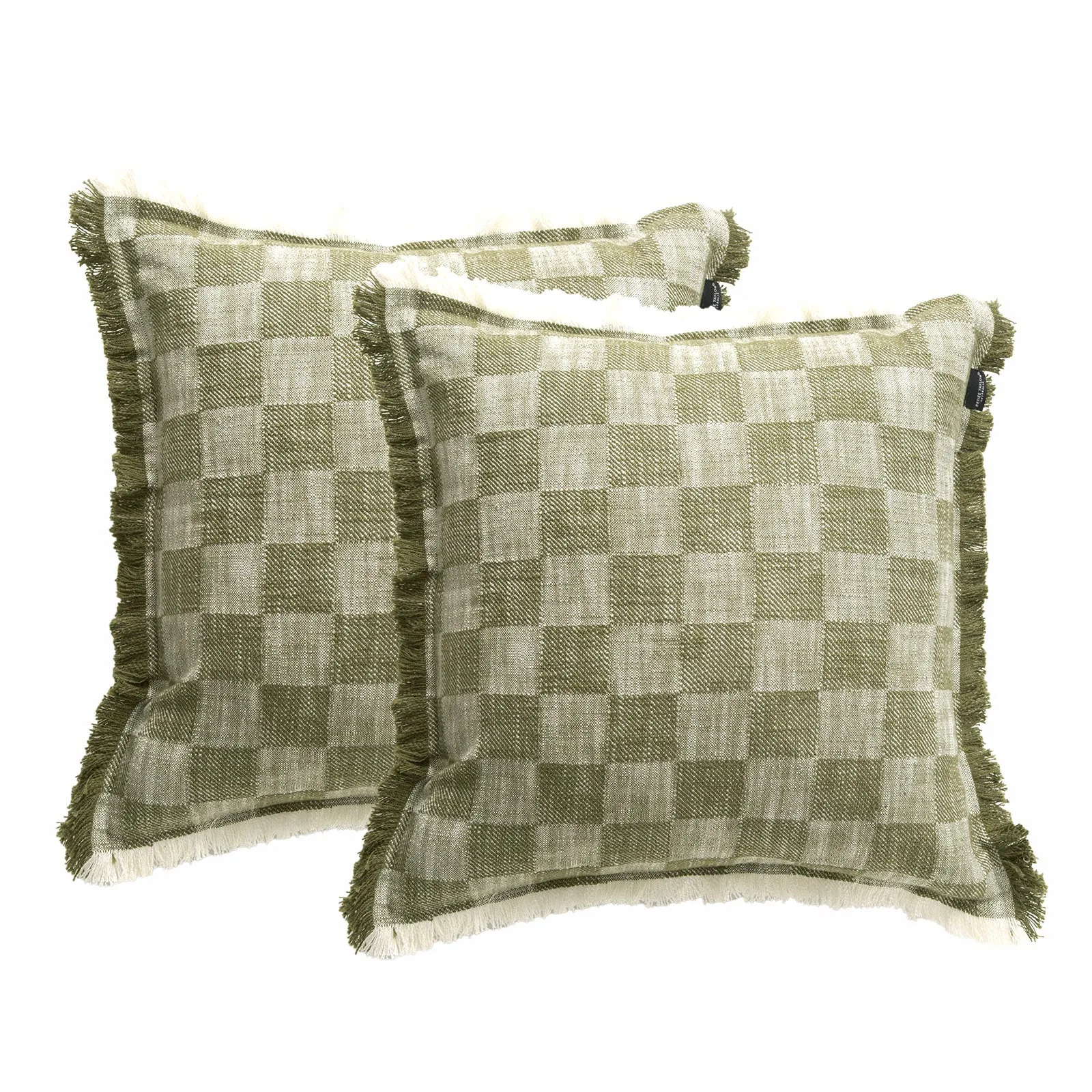 Renee Taylor Noah Checkered Stone washed Yarn-dyed Cushion Twin Pack 50 x 50 Cms Polyester Filled Jade
