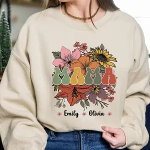 Retro Floral Mama Sweatshirt, Shirt for Mom for Mother's Day, Mama Crewneck, Mom Shirt for Mom for Mother's Day, Mama T-shirt, Mothers Day Gift