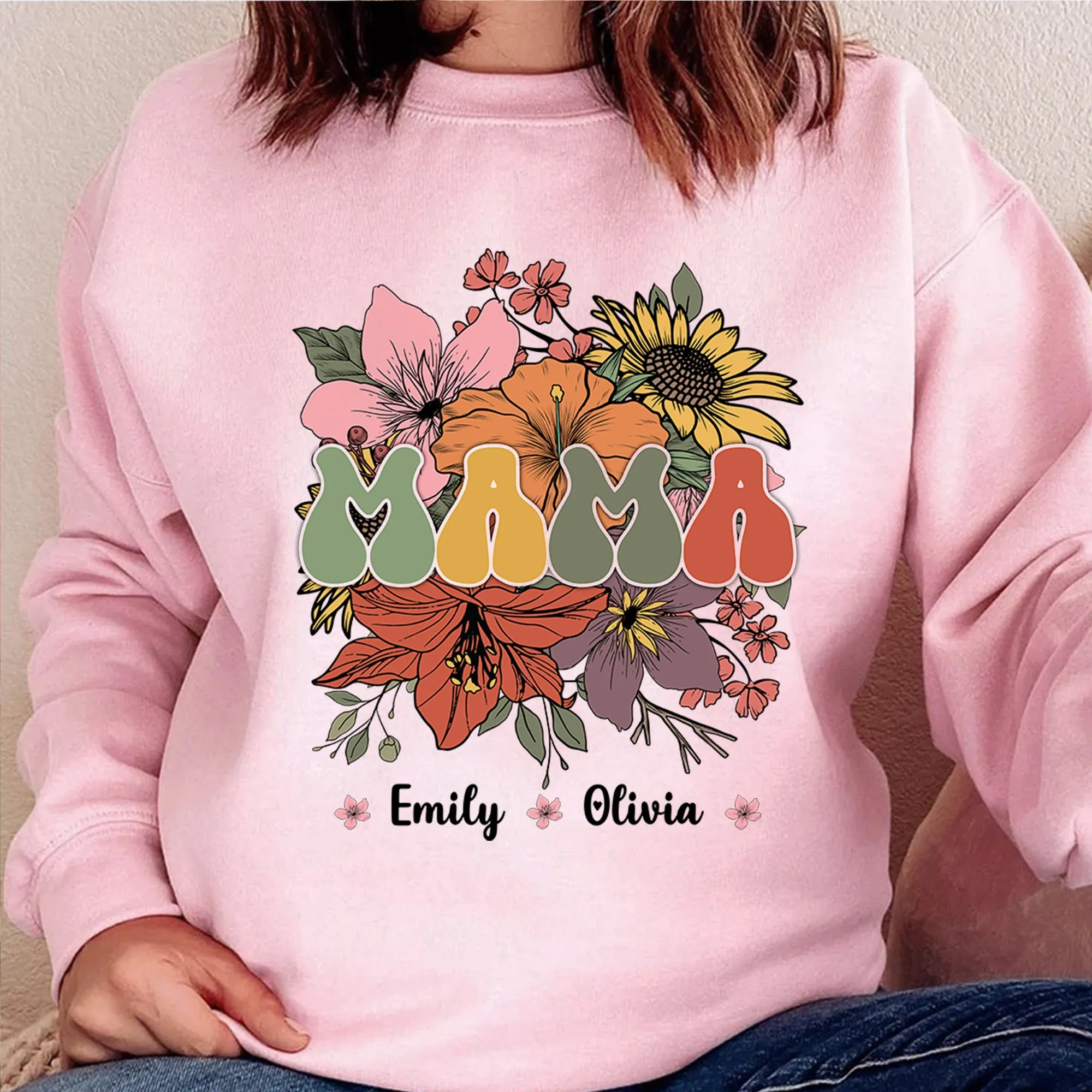 Retro Floral Mama Sweatshirt, Shirt for Mom for Mother's Day, Mama Crewneck, Mom Shirt for Mom for Mother's Day, Mama T-shirt, Mothers Day Gift