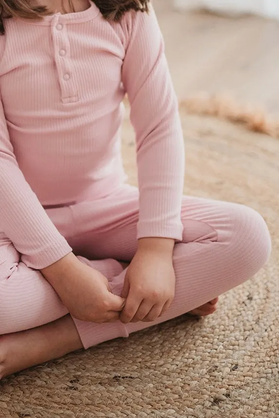Ribbed Leggings in Bubblegum Pink