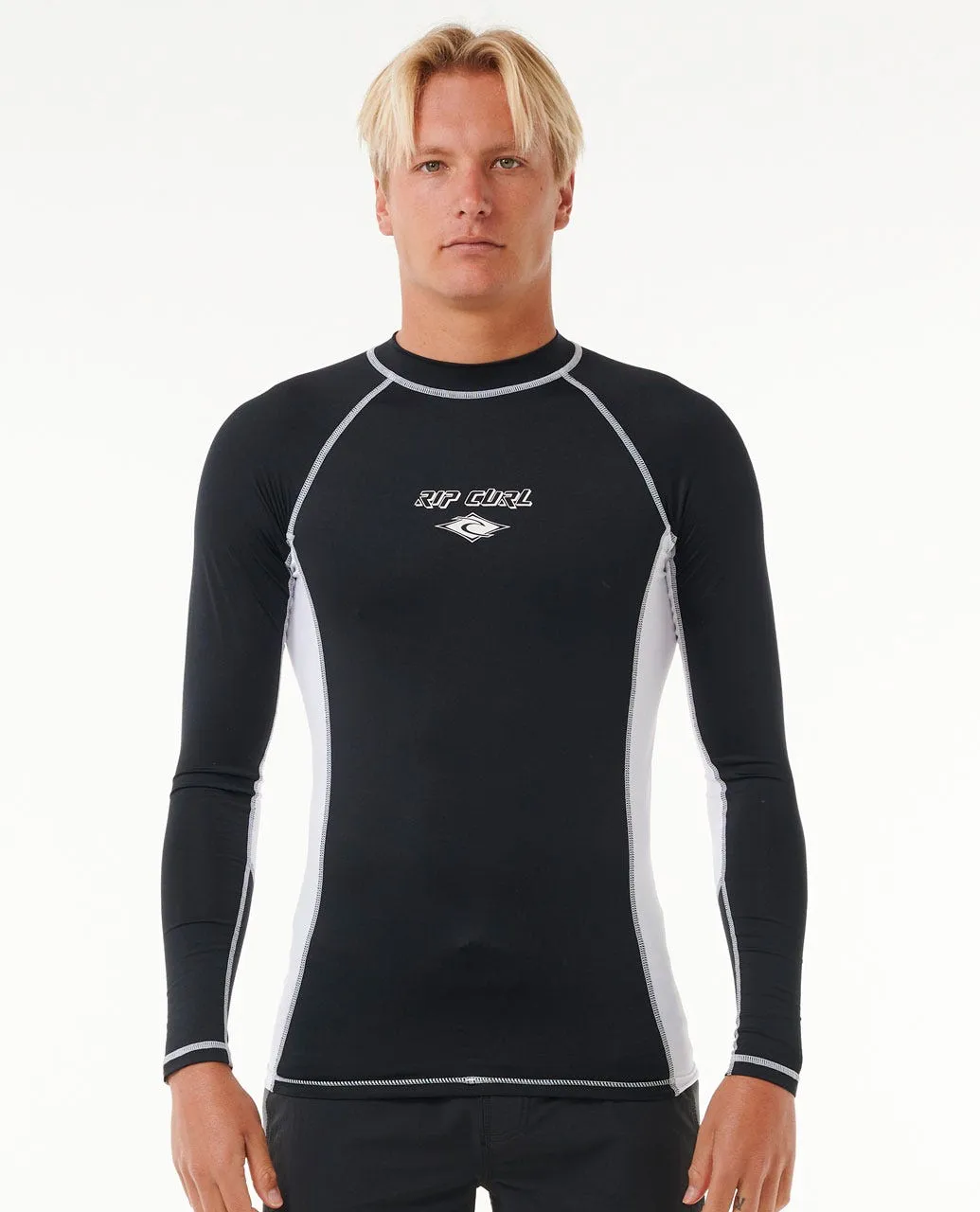 RIP CURL FADE OUT UPF PERF L/S - BLACK/WHITE