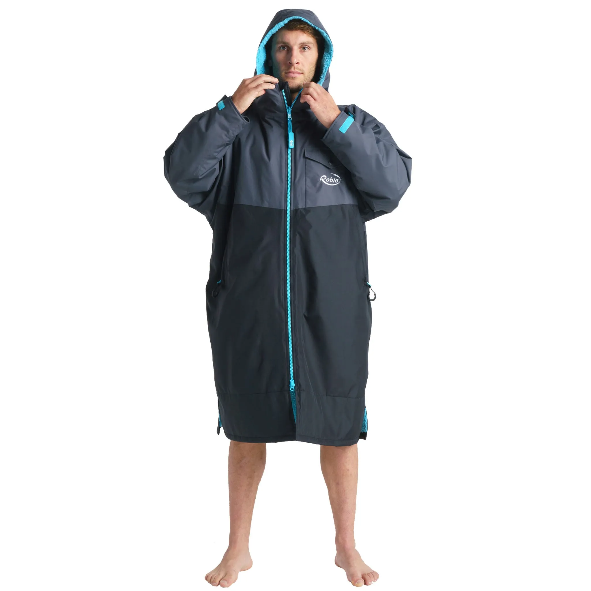 Robie Dry Series Recycled Long Sleeve Changing Robe - Black/Charcoal/Blue