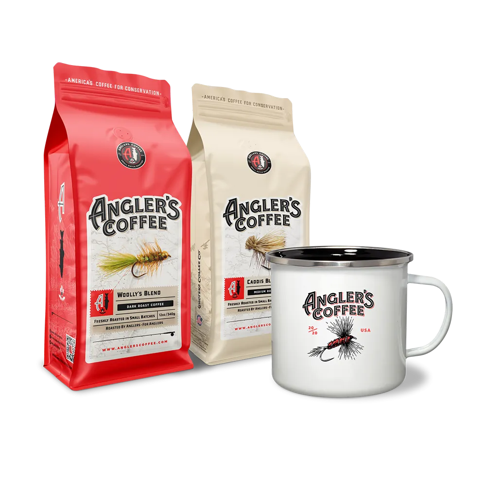 Roll Cast Pack (Dry Fly Camp Mug, Caddis, Woolly's; 12oz)
