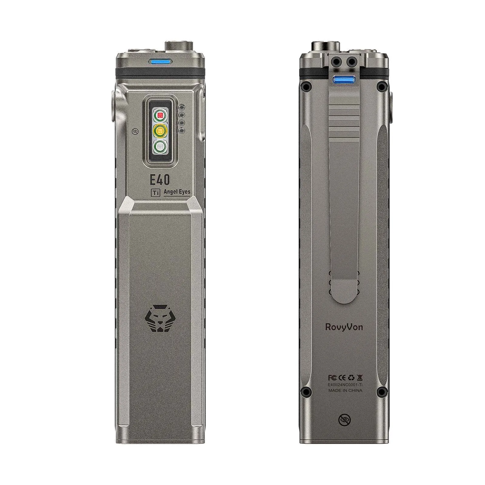 Rovyvon Angel Eyes E40 Titanium Flat EDC Flashlight