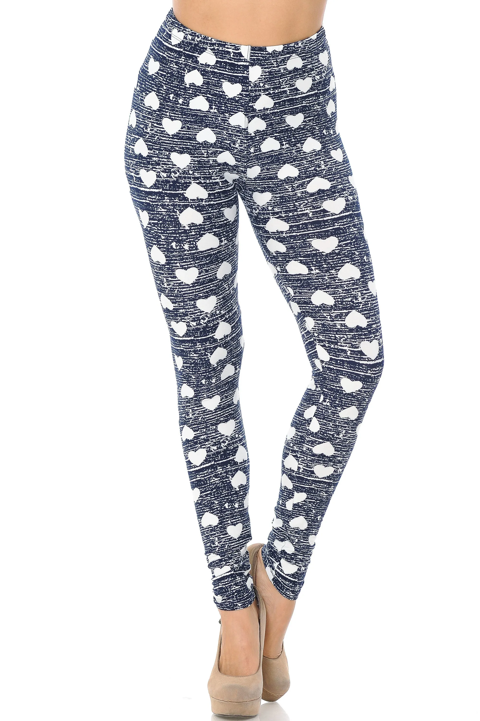 Rustic Hearts Curvy Plus Size Valentine's Day Leggings