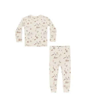 RYLEE   CRU Organic Long Sleeve Pajama Set || Winter Town