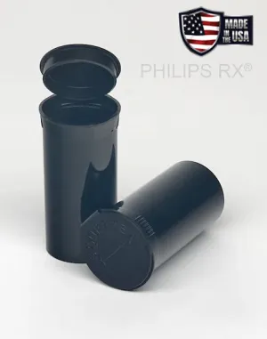 SAMPLE of Pop Top Vial - Philips 13 Dram - Child Resistant - Black - Opaque - (1 Count SAMPLE)