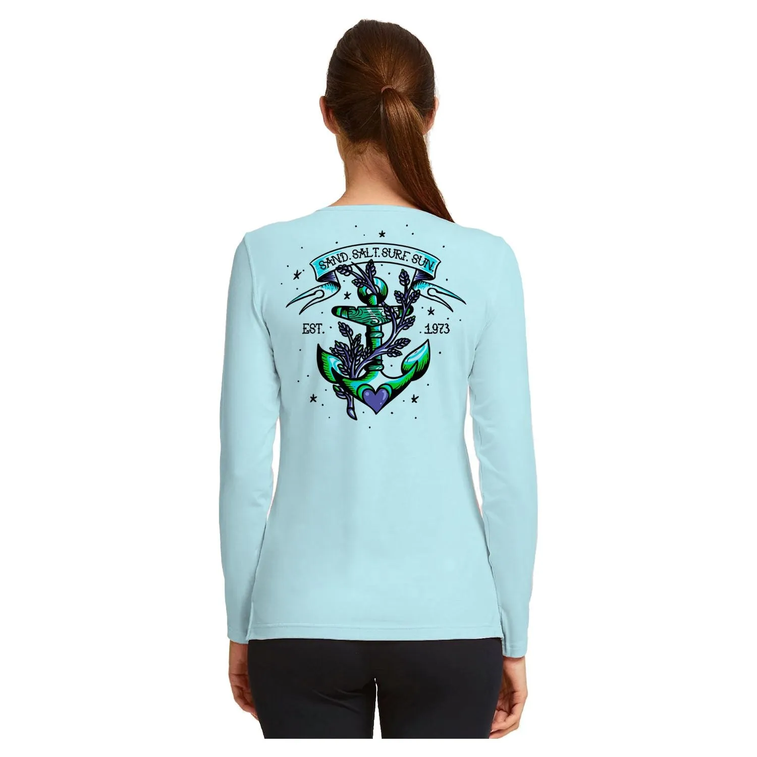 SAND.SALT.SURF.SUN. Anchor Women's UPF 50  UV Sun Protection Performance Long Sleeve T-Shirt