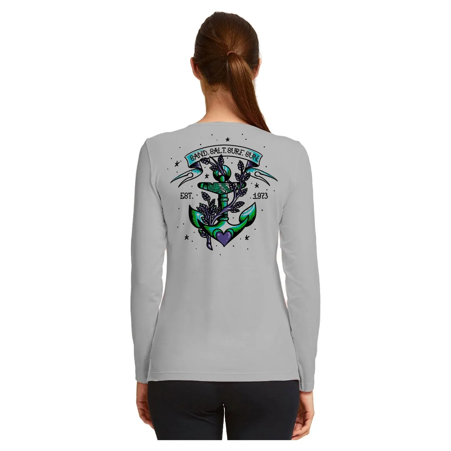 SAND.SALT.SURF.SUN. Anchor Women's UPF 50  UV Sun Protection Performance Long Sleeve T-Shirt