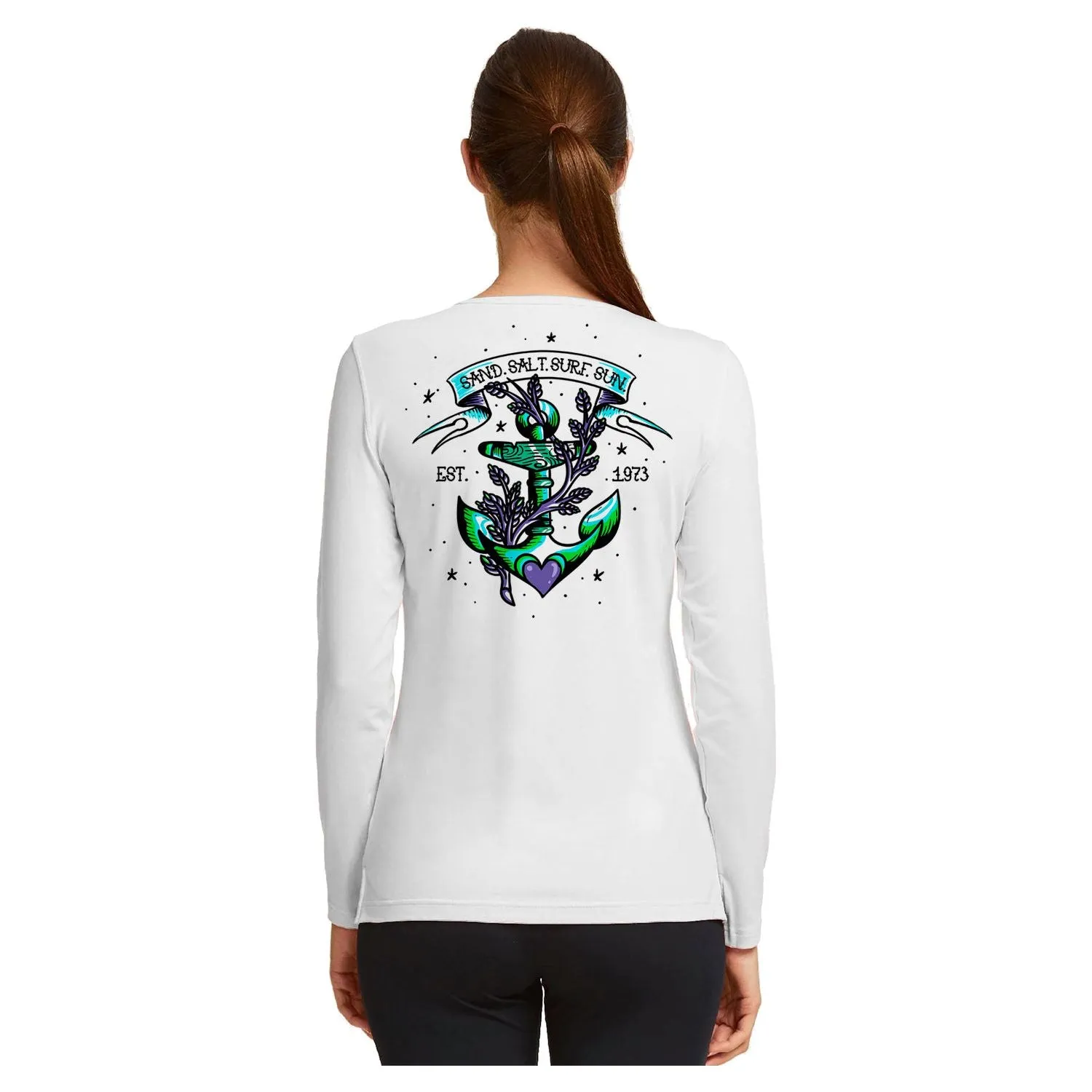 SAND.SALT.SURF.SUN. Anchor Women's UPF 50  UV Sun Protection Performance Long Sleeve T-Shirt