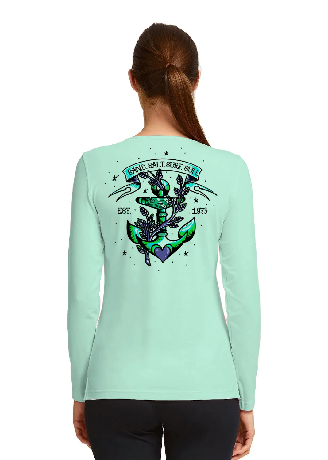 SAND.SALT.SURF.SUN. Anchor Women's UPF 50  UV Sun Protection Performance Long Sleeve T-Shirt