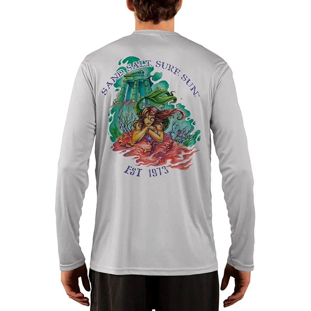 SAND.SALT.SURF.SUN. Atlantis Mermaid Men's UPF 50  UV Sun Protection Performance Long Sleeve T-Shirt