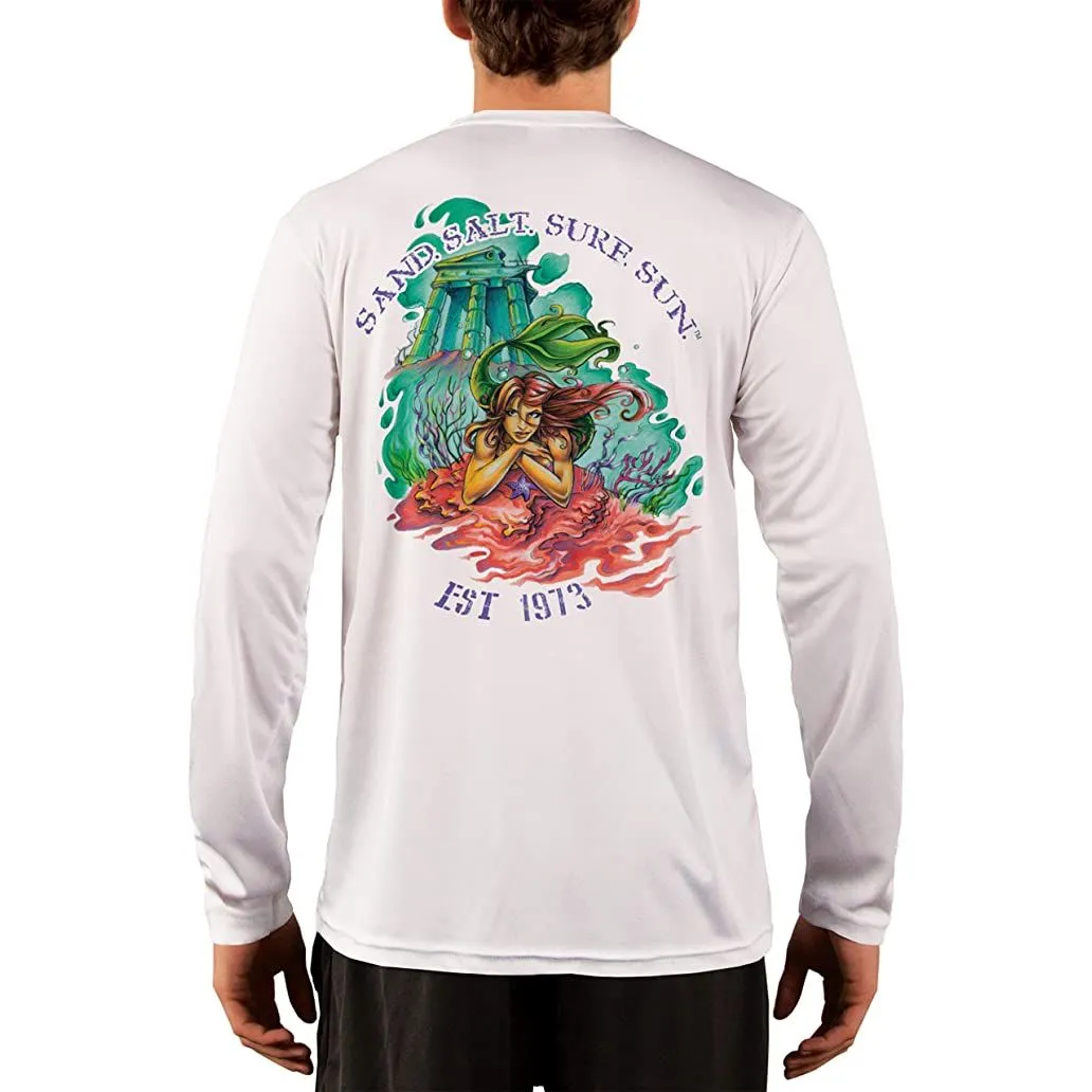 SAND.SALT.SURF.SUN. Atlantis Mermaid Men's UPF 50  UV Sun Protection Performance Long Sleeve T-Shirt