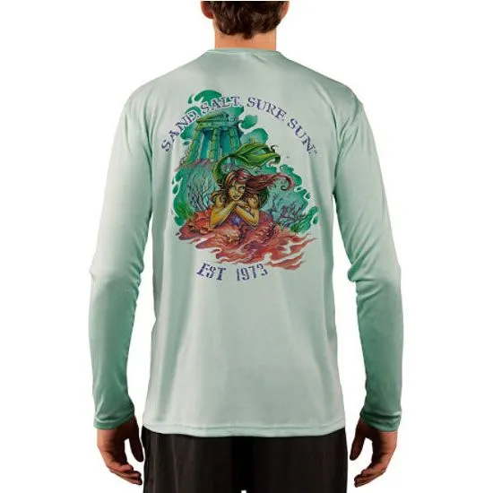 SAND.SALT.SURF.SUN. Atlantis Mermaid Men's UPF 50  UV Sun Protection Performance Long Sleeve T-Shirt