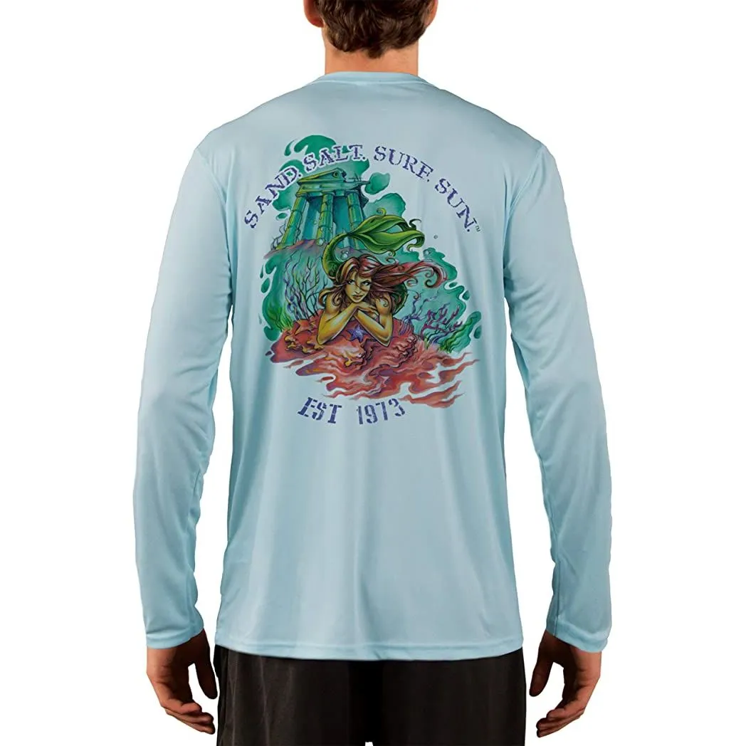 SAND.SALT.SURF.SUN. Atlantis Mermaid Men's UPF 50  UV Sun Protection Performance Long Sleeve T-Shirt