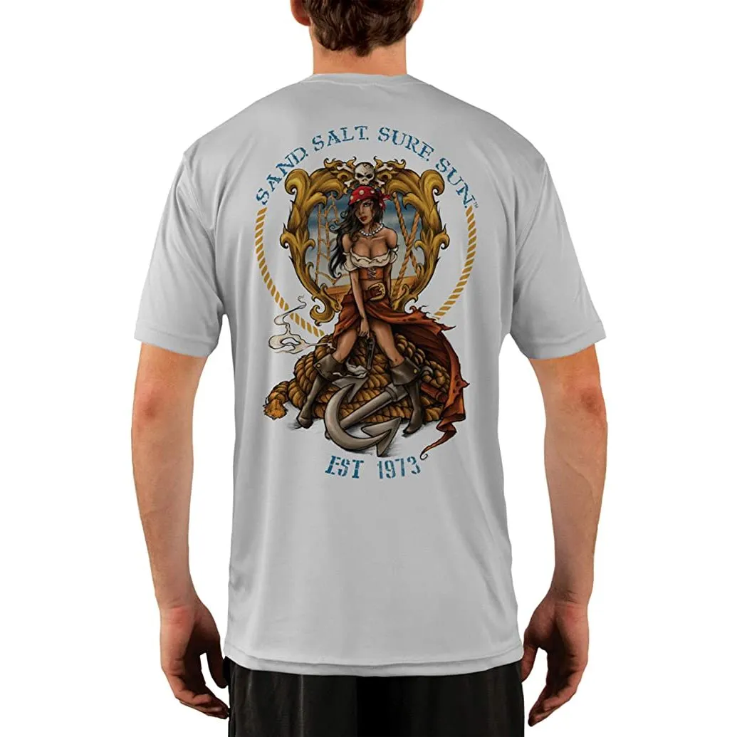 SAND.SALT.SURF.SUN. Pirate Girl Anchor Men's UPF 50  UV Sun Protection Performance Short Sleeve T-Shirt