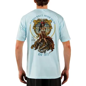 SAND.SALT.SURF.SUN. Pirate Girl Anchor Men's UPF 50  UV Sun Protection Performance Short Sleeve T-Shirt