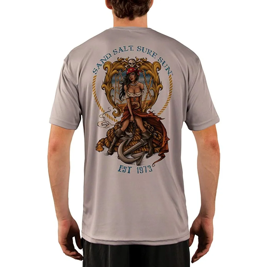 SAND.SALT.SURF.SUN. Pirate Girl Anchor Men's UPF 50  UV Sun Protection Performance Short Sleeve T-Shirt