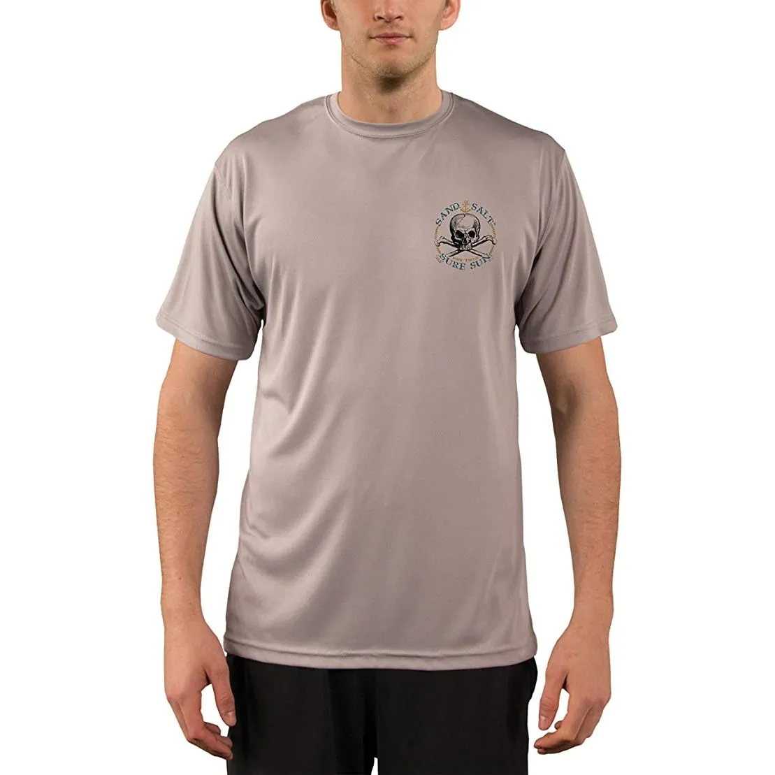 SAND.SALT.SURF.SUN. Pirate Girl Anchor Men's UPF 50  UV Sun Protection Performance Short Sleeve T-Shirt