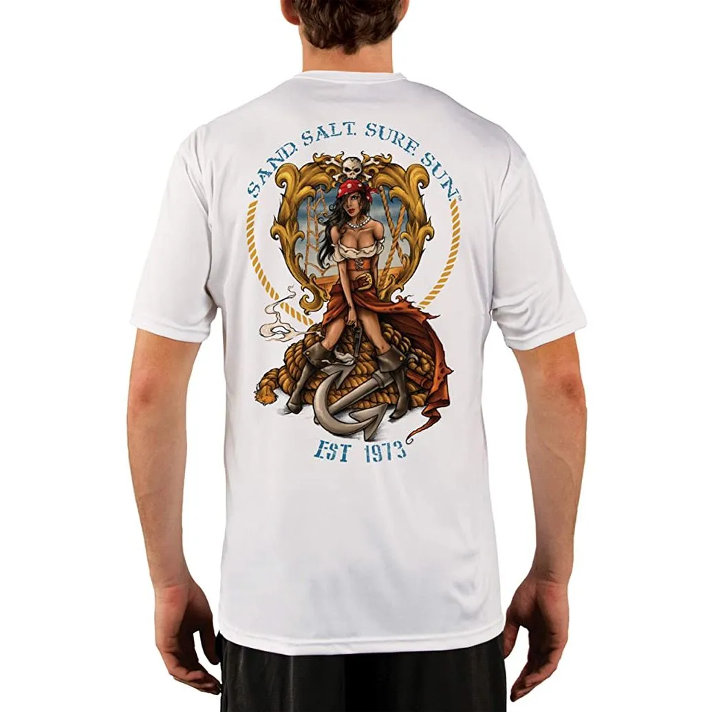 SAND.SALT.SURF.SUN. Pirate Girl Anchor Men's UPF 50  UV Sun Protection Performance Short Sleeve T-Shirt