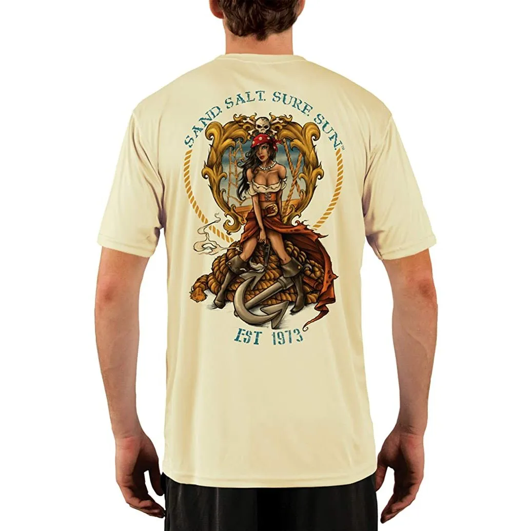 SAND.SALT.SURF.SUN. Pirate Girl Anchor Men's UPF 50  UV Sun Protection Performance Short Sleeve T-Shirt