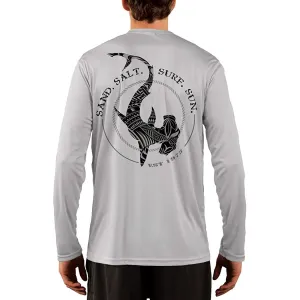 SAND.SALT.SURF.SUN. Polynesian Hammerhead Tribal Men's UPF 50  UV Sun Protection Performance Long Sleeve T-Shirt