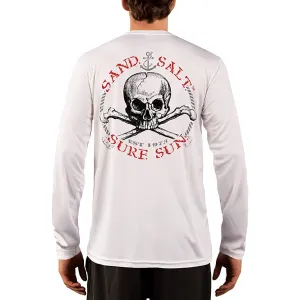 SAND.SALT.SURF.SUN. Red Skull Men's UPF 50  UV Sun Protection Performance Long Sleeve T-Shirt