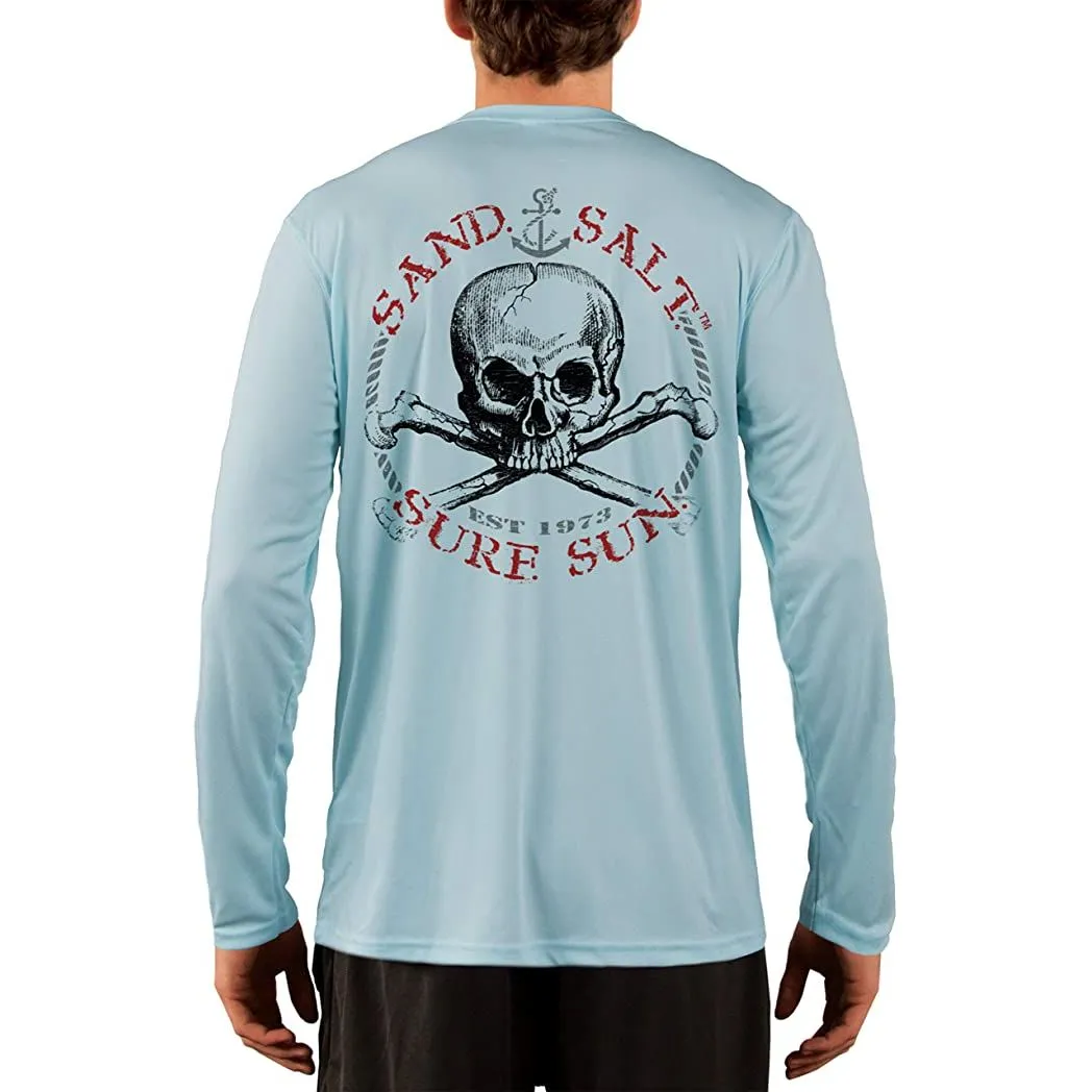 SAND.SALT.SURF.SUN. Red Skull Men's UPF 50  UV Sun Protection Performance Long Sleeve T-Shirt