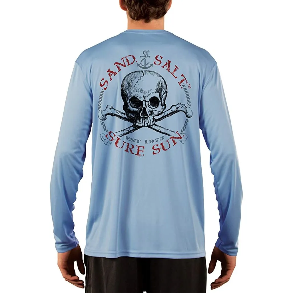 SAND.SALT.SURF.SUN. Red Skull Men's UPF 50  UV Sun Protection Performance Long Sleeve T-Shirt