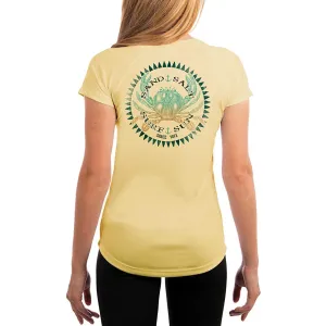 SAND.SALT.SURF.SUN. Vintage Crab Women's UPF 50  UV Sun Protection Performance Short Sleeve T-Shirt