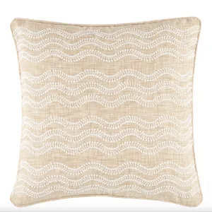 Scout Embroidered Natural Indoor/Outdoor Decorative Pillow Cover