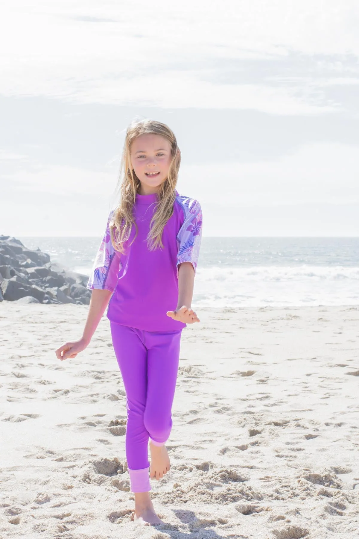 Seaside Rash Guard & Swim Legging - Celeste