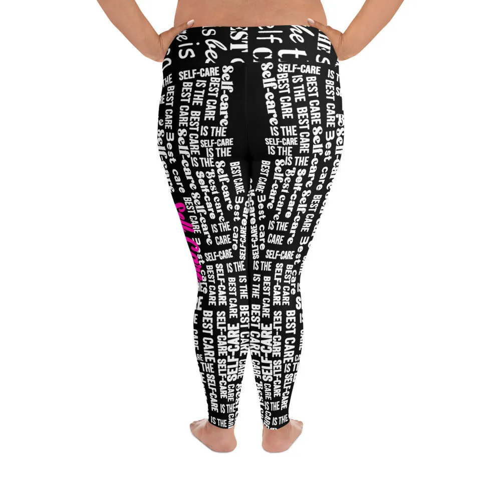 Self Care Words ( Pink) Plus Size Powerful Legging