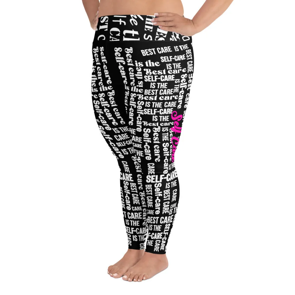 Self Care Words ( Pink) Plus Size Powerful Legging