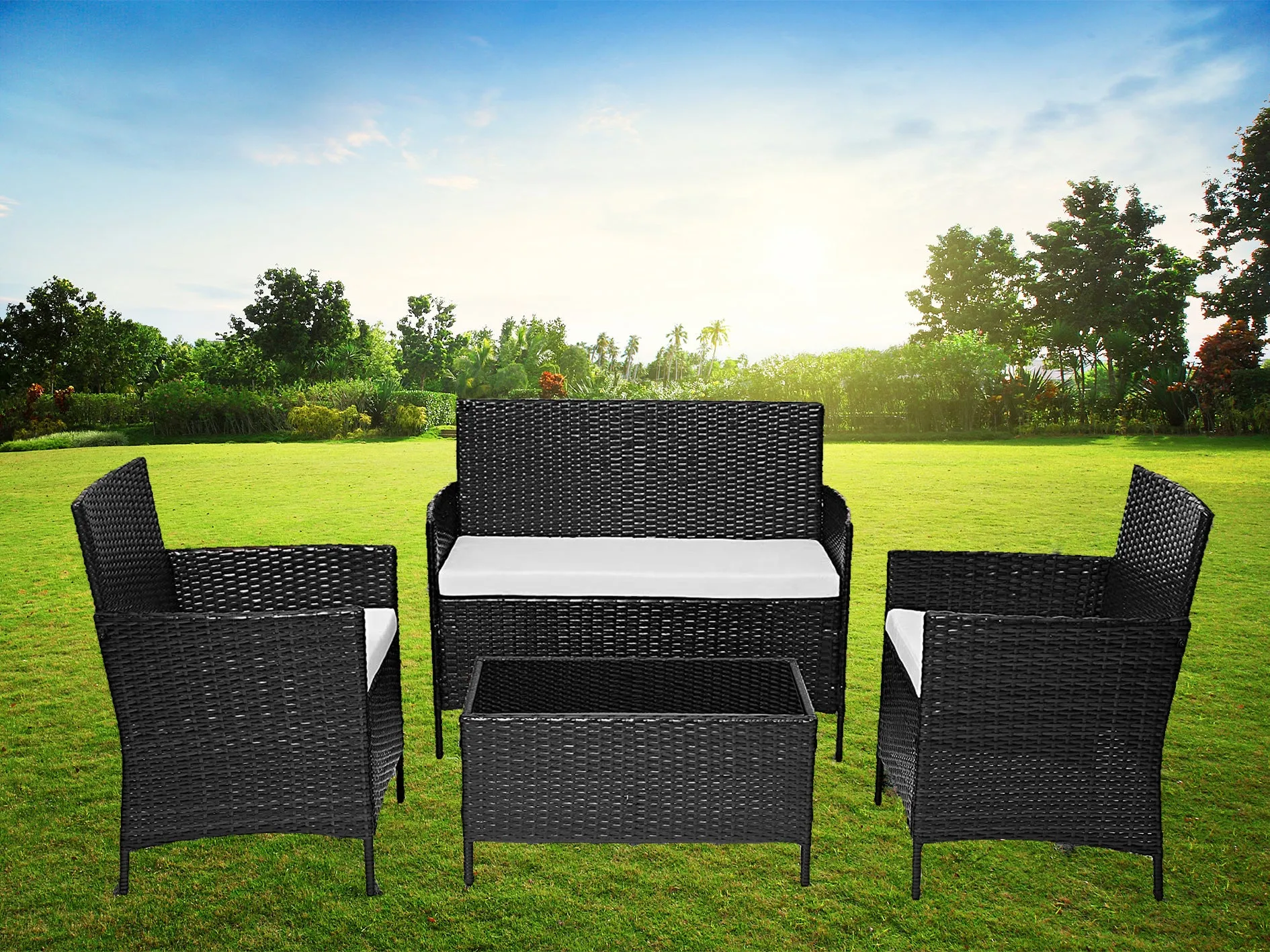 SLIM 4PC Rattan Furniture (BLACK)