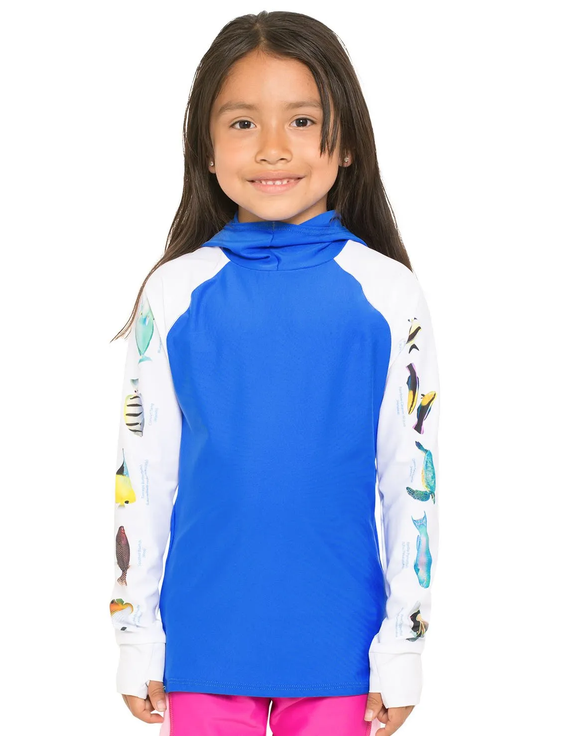 Snorkel Hoodie Rash Guard - Hawaii Fish ID - Orange