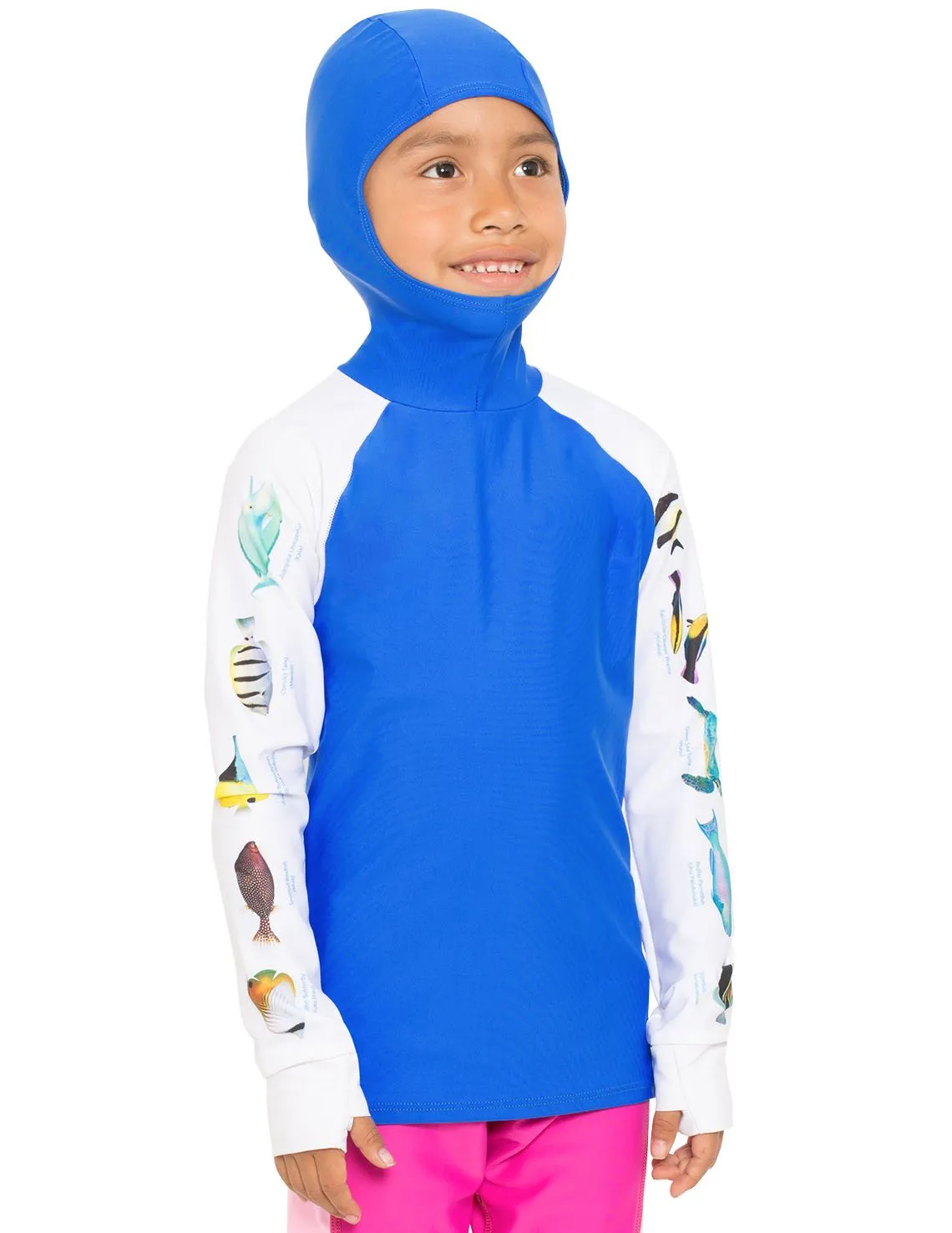 Snorkel Hoodie Rash Guard - Hawaii Fish ID - Royal