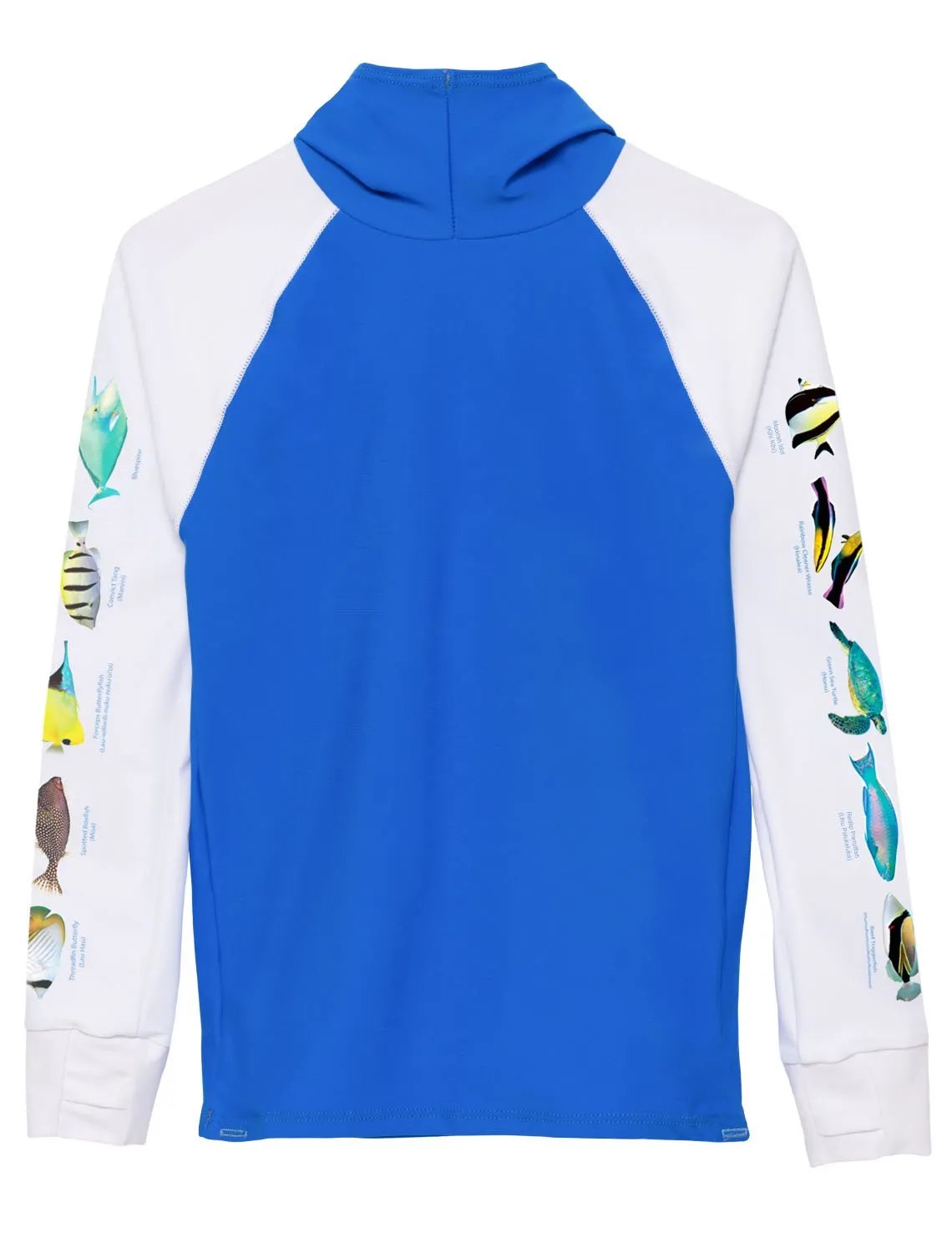 Snorkel Hoodie Rash Guard - Hawaii Fish ID - Royal