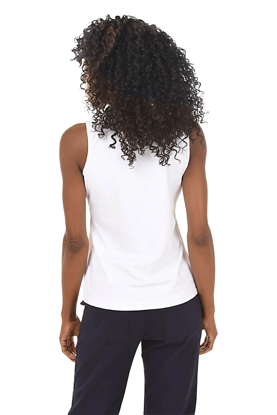 Solid UPF50  Ruffle Sleeveless Top