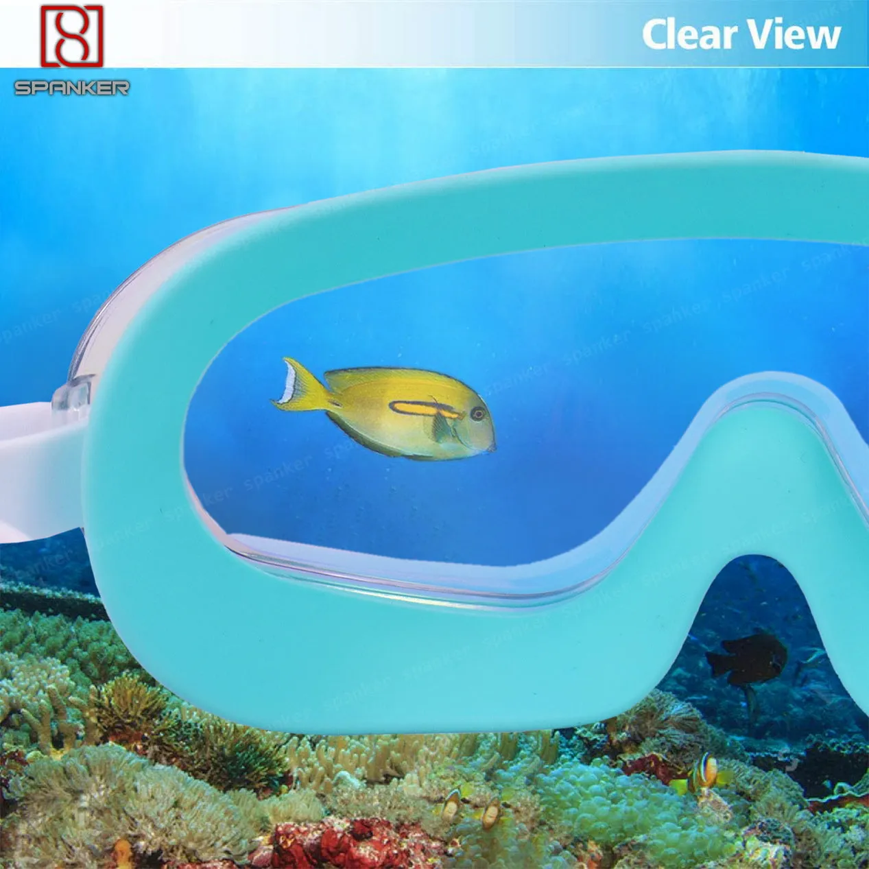 Spanker Swimming Goggles Wide View Anti-Fog Anti-UV Youth Swim Glasses Leak Proof,Green-Multi SSTP