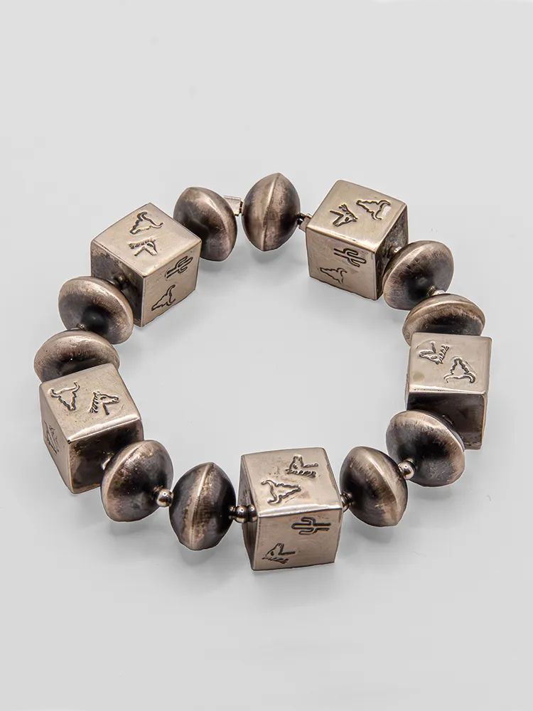 Square Navajo Pearl Stretch Bracelet