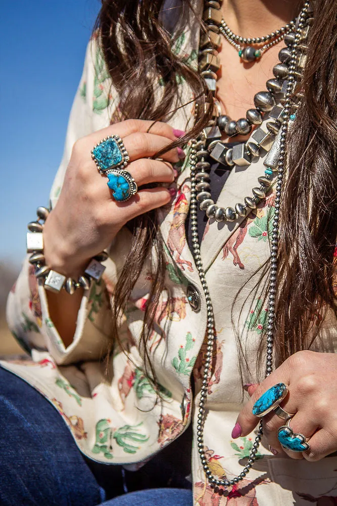 Square Navajo Pearl Stretch Bracelet