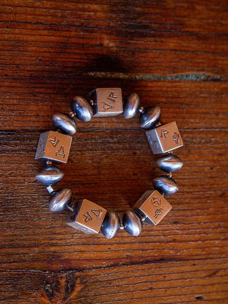 Square Navajo Pearl Stretch Bracelet
