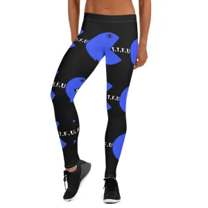 STFU Arcade Leggings - Blue on Black