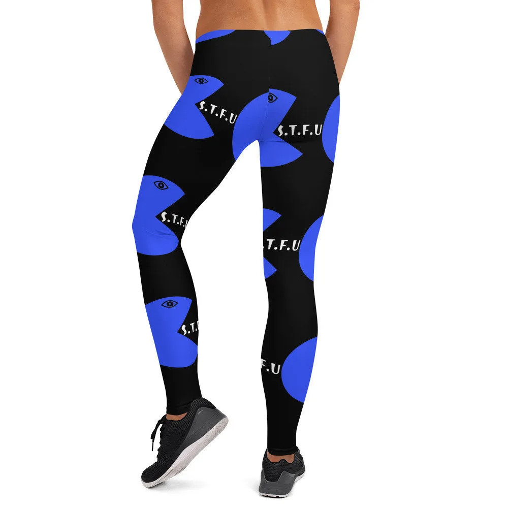 STFU Arcade Leggings - Blue on Black