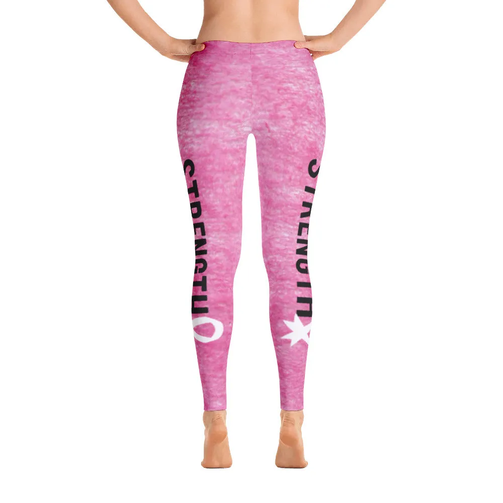 Strength Pink Ribbon Leggings