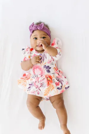Tangerine Leaves Twirl Flutter Bodysuit: Mila & Rose