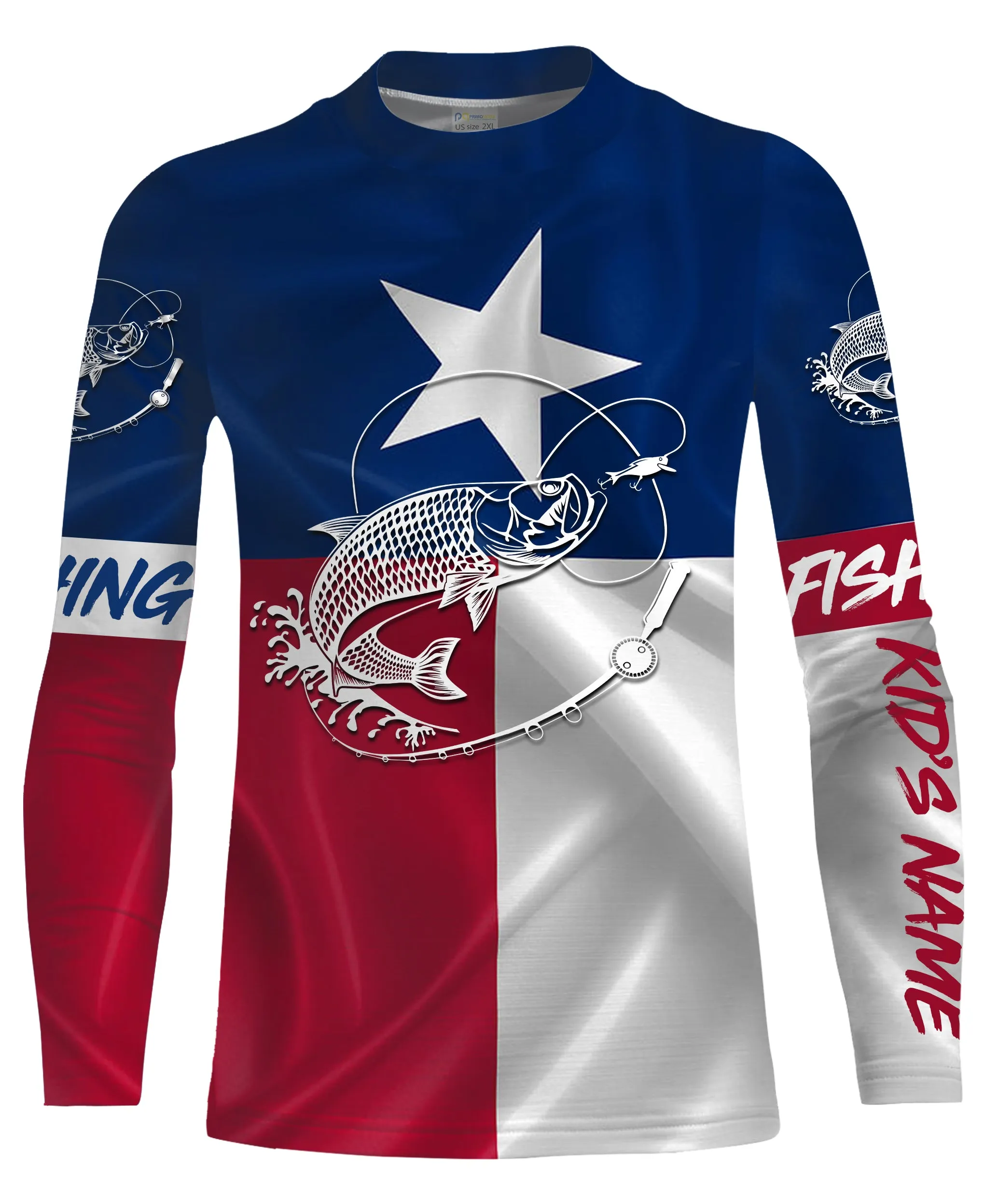 Tarpon fishing Texas Flag Customize Name long sleeves fishing shirt for kid NPQ78
