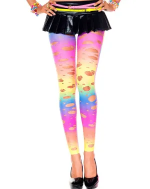 Tattered Rainbow Spandex Legging
