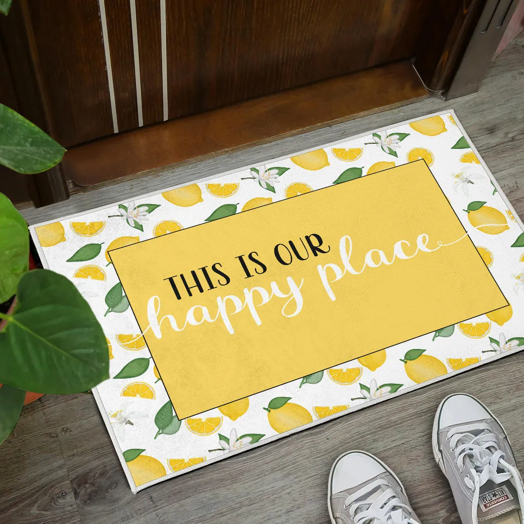 This Is Our Happy Place Lemon Pattern Welcome Mats